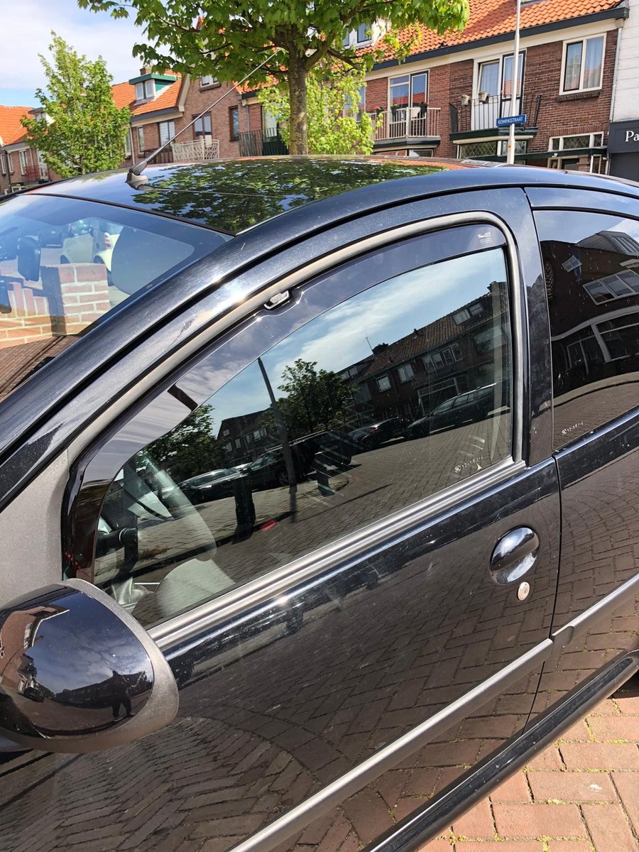 Zijwindschermen donker getint tbv 5 DEURS !!! (past NIET op 3 deurs) - Citroen C1 Toyota Aygo Peugeot 107 model 2005 tot 2014 pasvorm