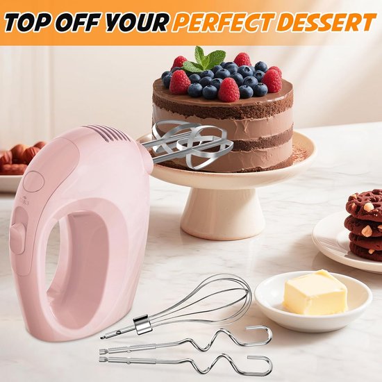 Krachtige Elektrische Handmixer Roze - 5 Snelheden & Complete Accessoireset — afbeelding 4