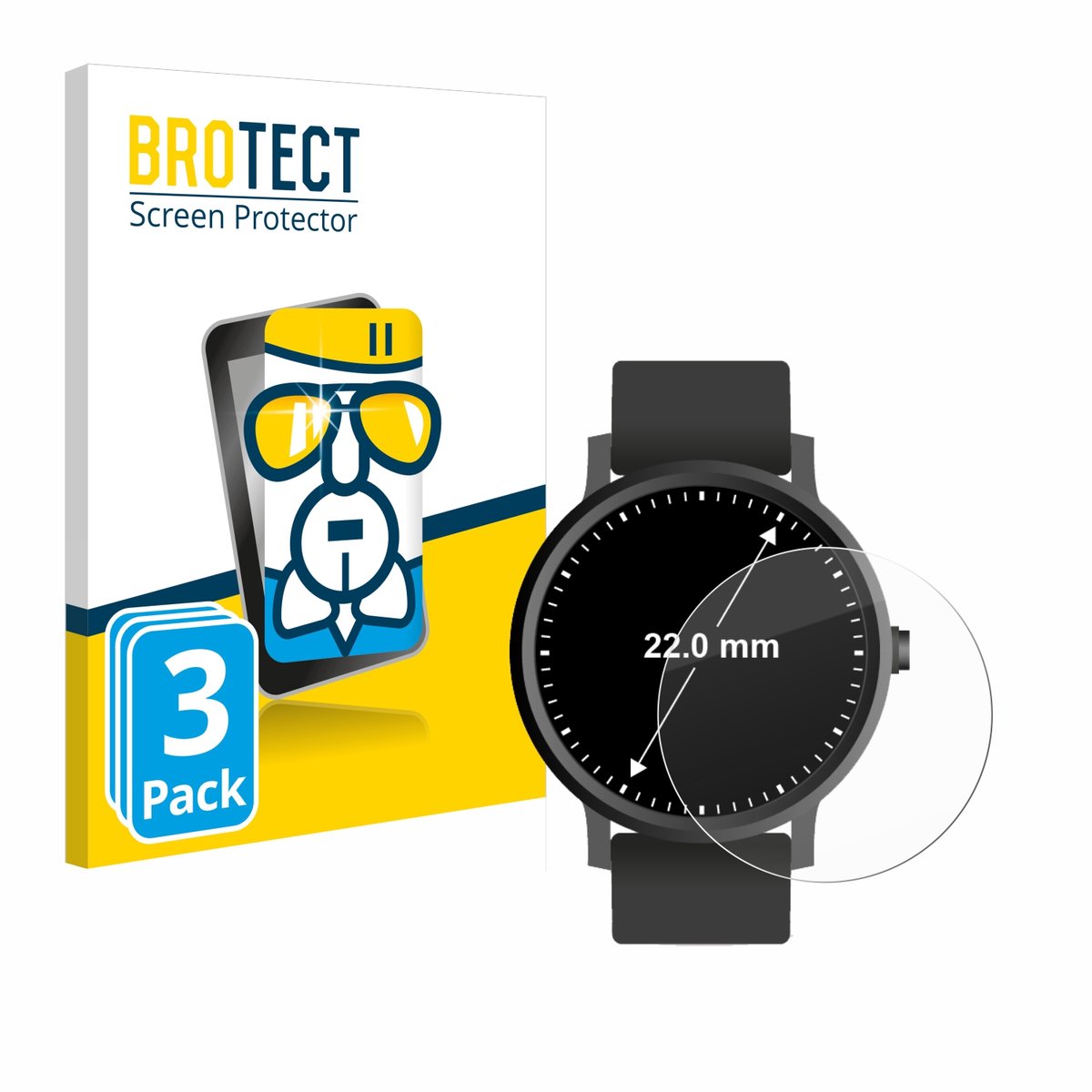 Screenprotector 3 Stuks voor Ronde Displays (ø: 22 mm) Beschermglas transparant