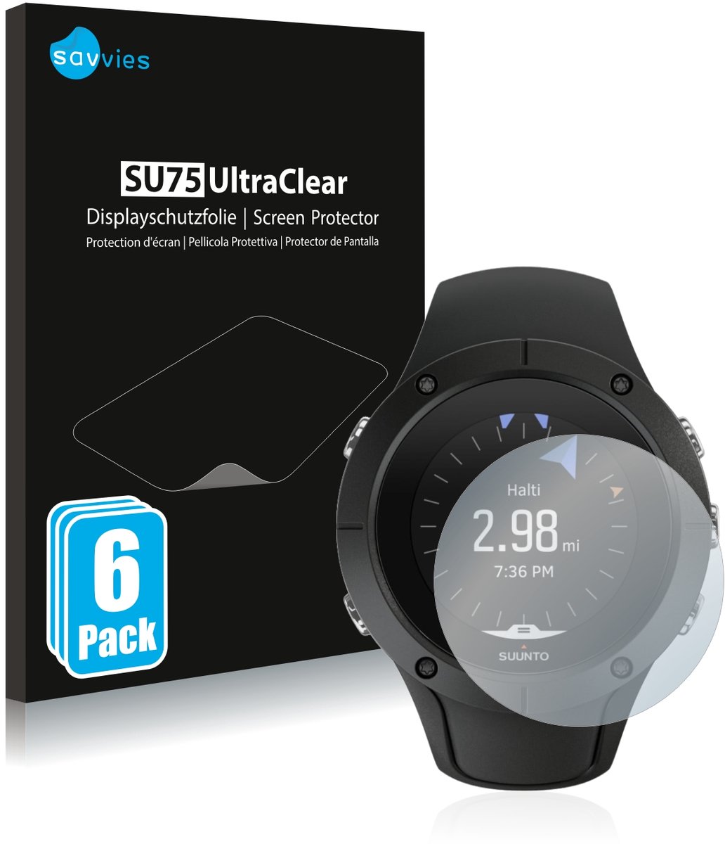 Savvies - Screenprotector voor Suunto Spartan Trainer Wrist HR - Folie Beschermfolie transparant 6 Stuks