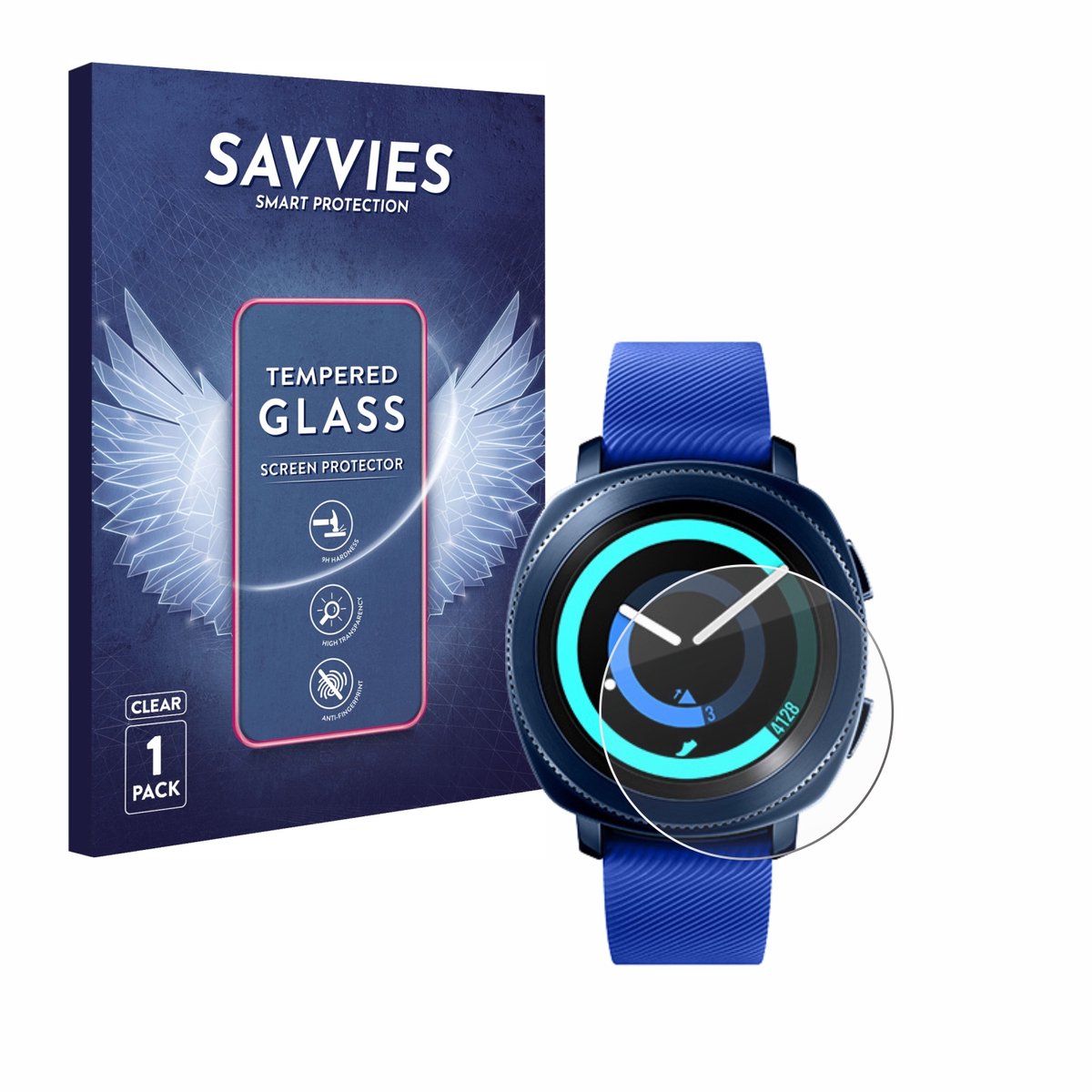 Savvies - Glas Screenprotector voor Samsung Gear Sport - Gehard Beschermglas 9H