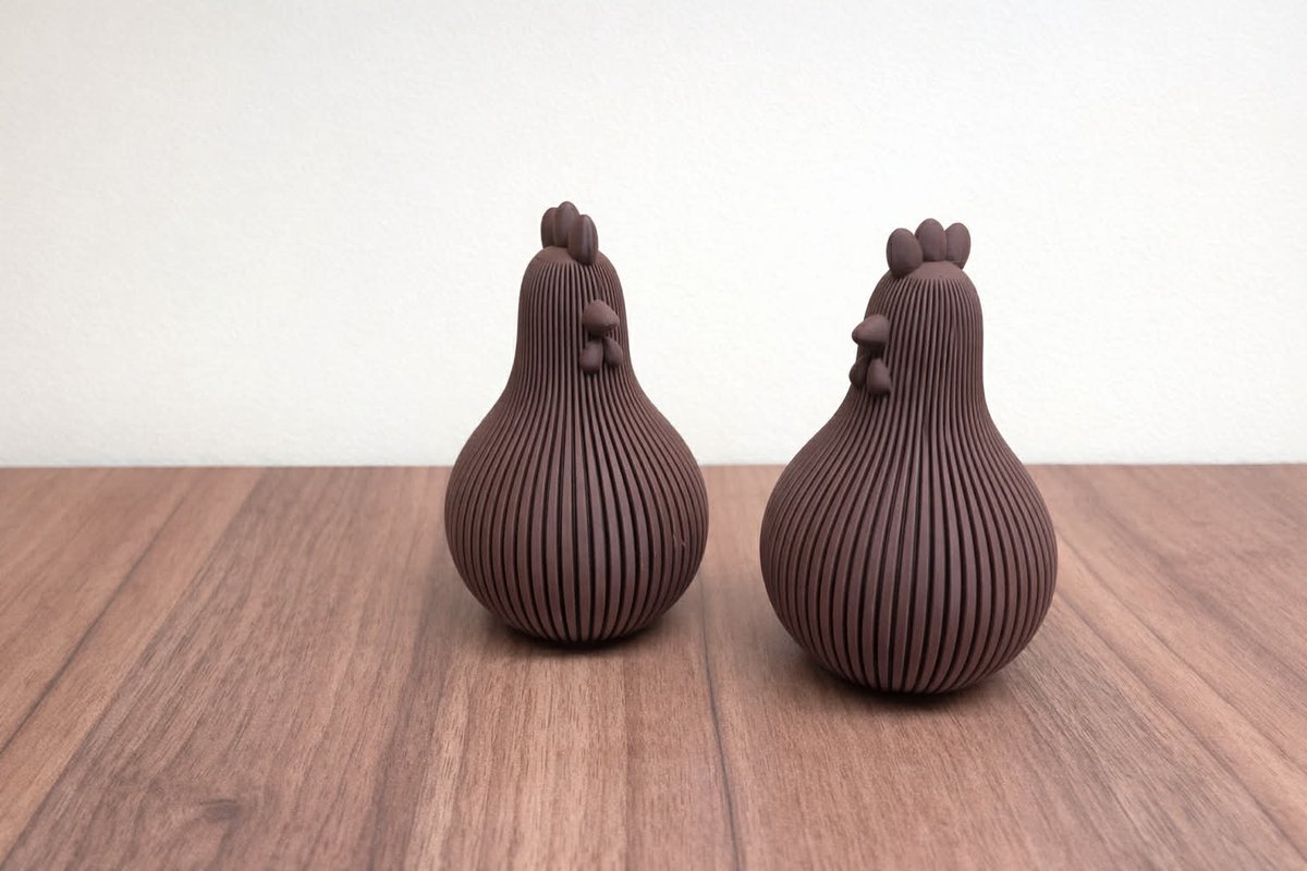Paaskippen 14cm set van 2 chocoladebruin
