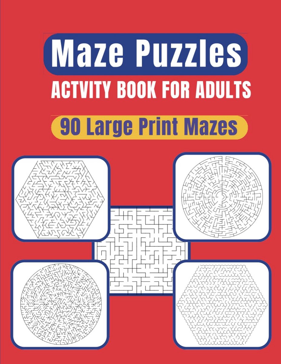 Puzzelboek met 90 Grote Doolhoven voor Volwassenen - Makkelijk tot Moeilijk