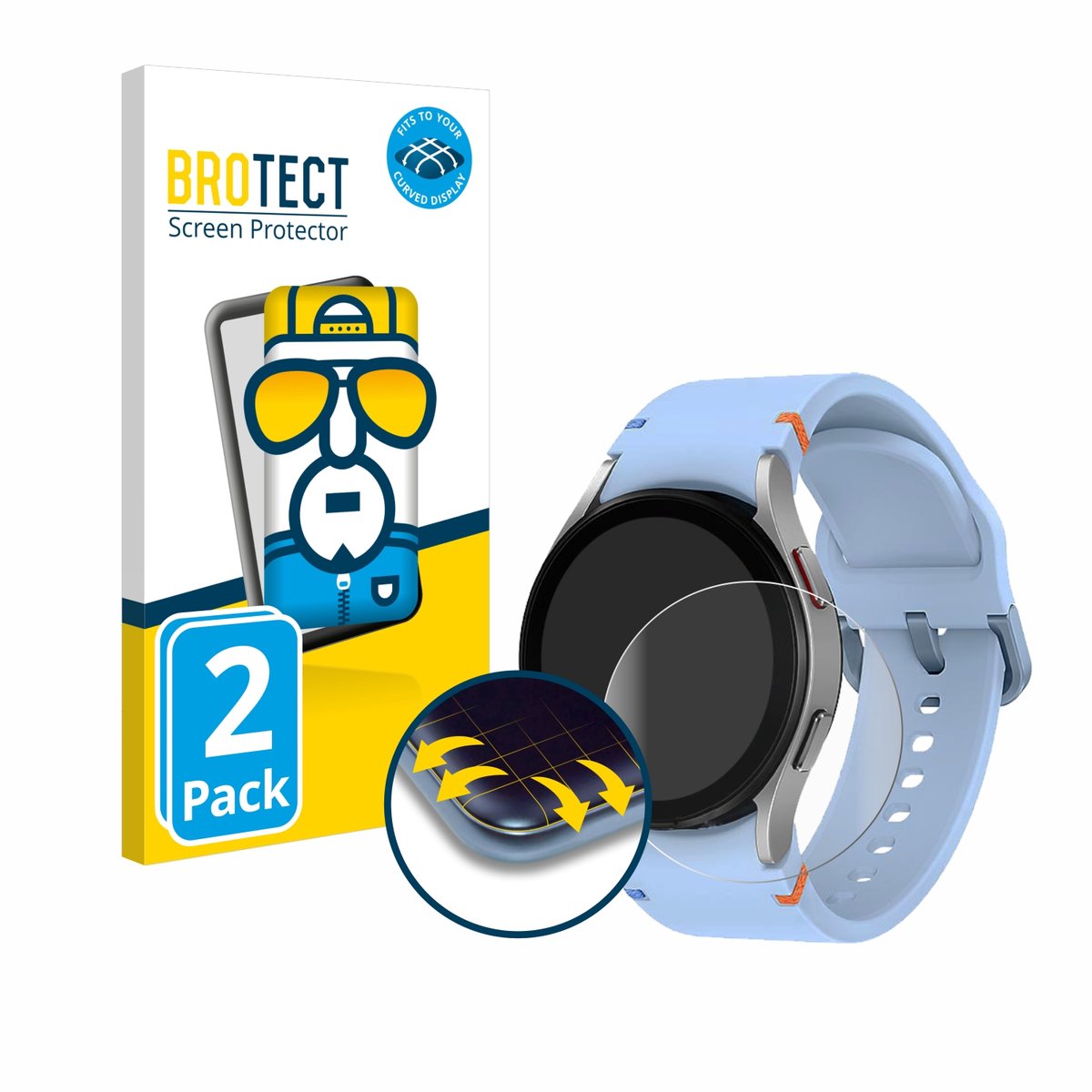 BROTECT - Screenprotector voor Samsung Galaxy Watch FE - Folie Beschermfolie transparant volledig dekking - 2 Stuks