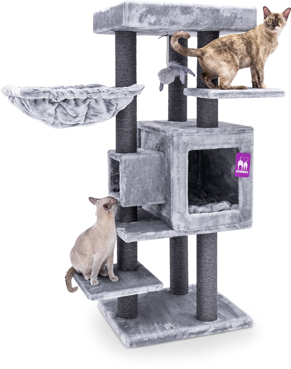 Petrebels Cleopatra 134 krabpaal - Grijs - 134cm - design - stabiel