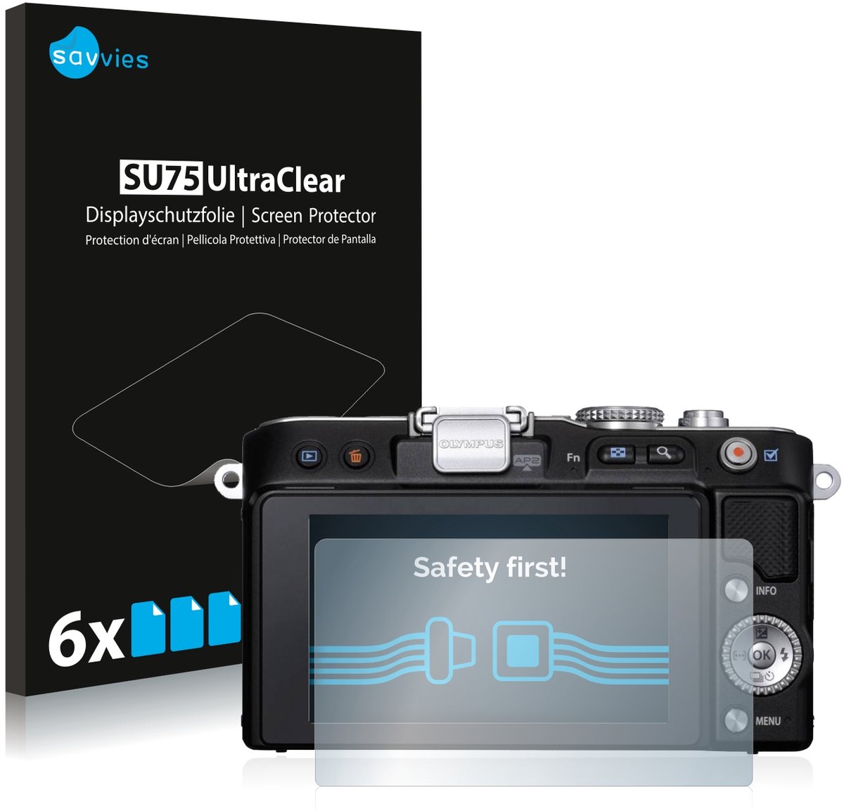 Savvies - Screenprotector voor Olympus PEN E-PL3 - Folie Beschermfolie transparant 6 Stuks