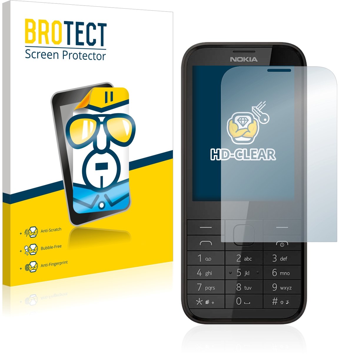 BROTECT - Screenprotector voor Nokia 225 - Folie Beschermfolie transparant 2 Stuks