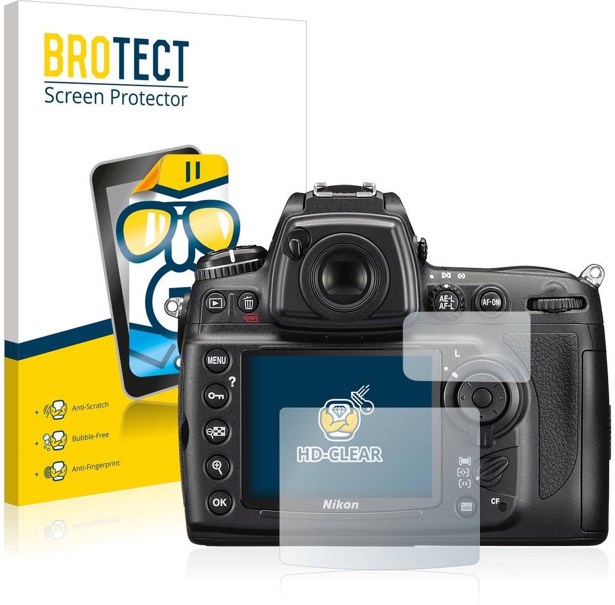 BROTECT - Screenprotector voor Nikon D700 - Folie Beschermfolie transparant 2 Stuks