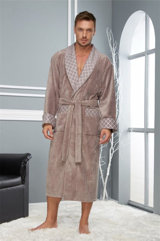 Heren Badjas Damian / Stone kleur / L/XL