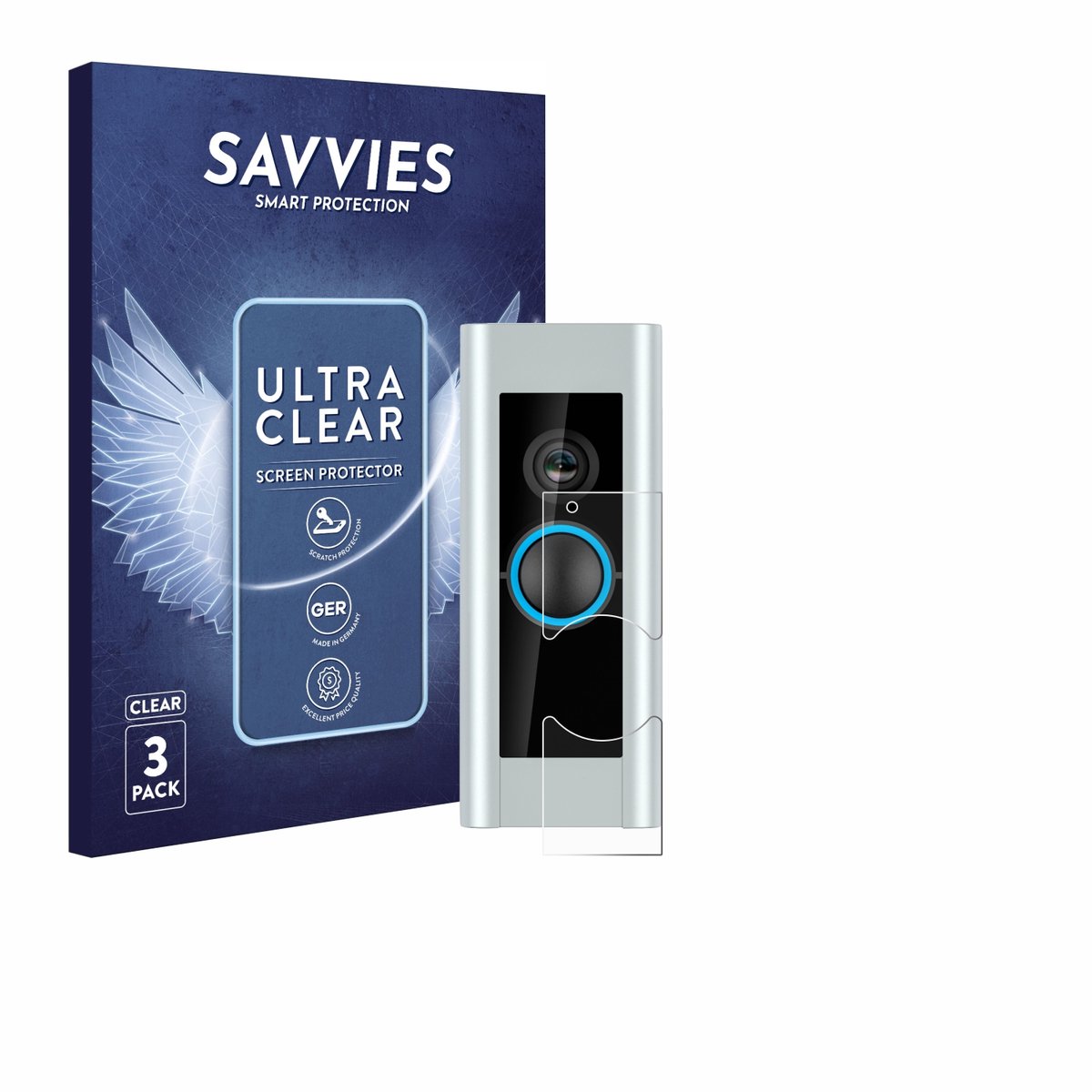 Savvies - Screenprotector voor Ring Video Doorbell Pro (Version 2) - Folie Beschermfolie transparant 6 Stuks