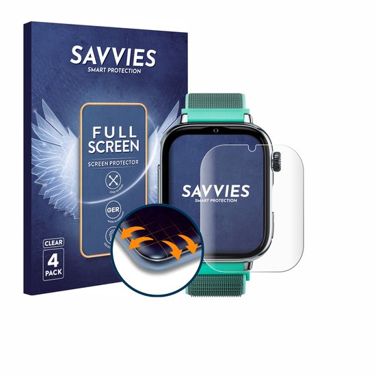 Verpakking en smartwatch met een Savvies screenprotector.