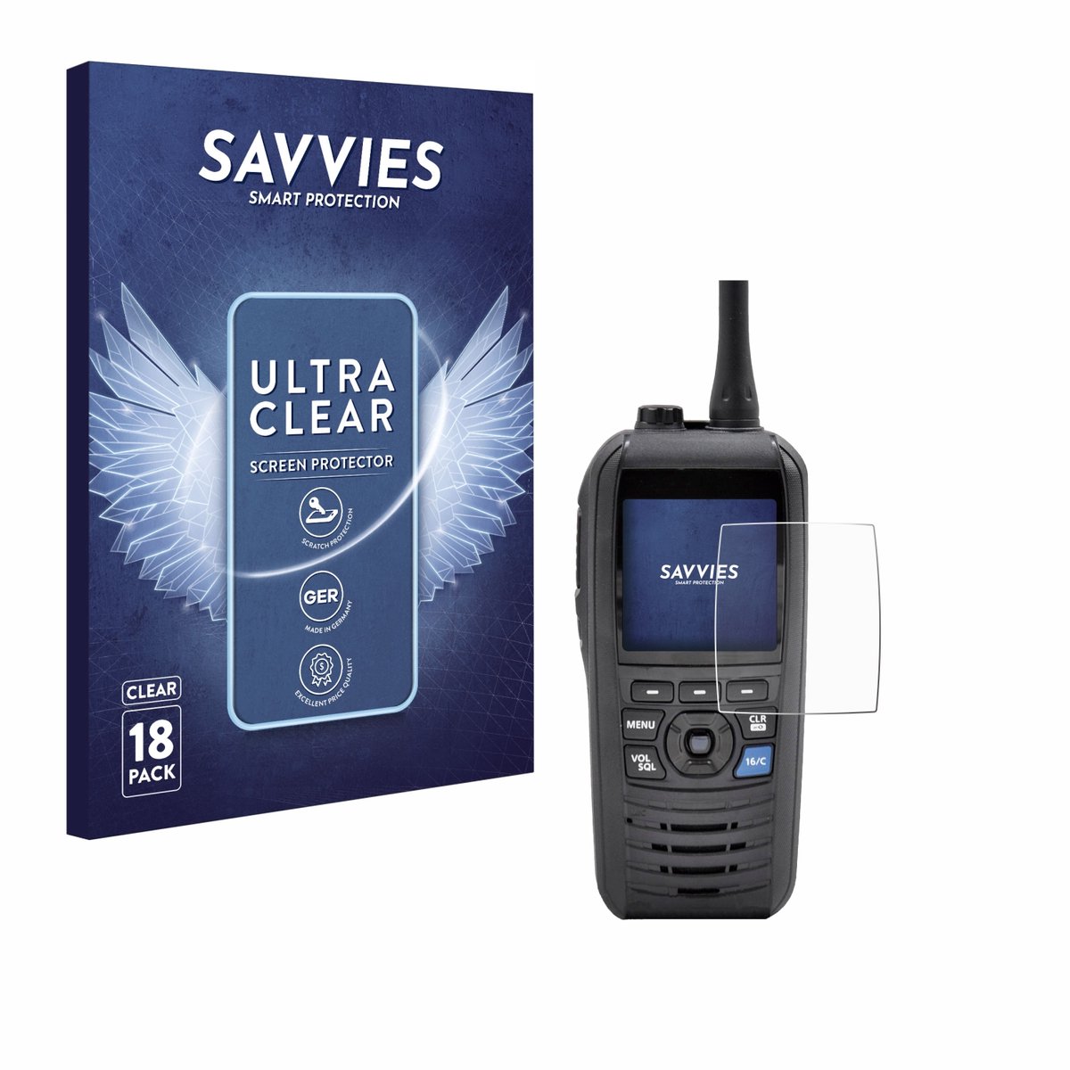 Savvies - Screenprotector voor Icom IC-M94D - Folie Beschermfolie transparant 18 Stuks