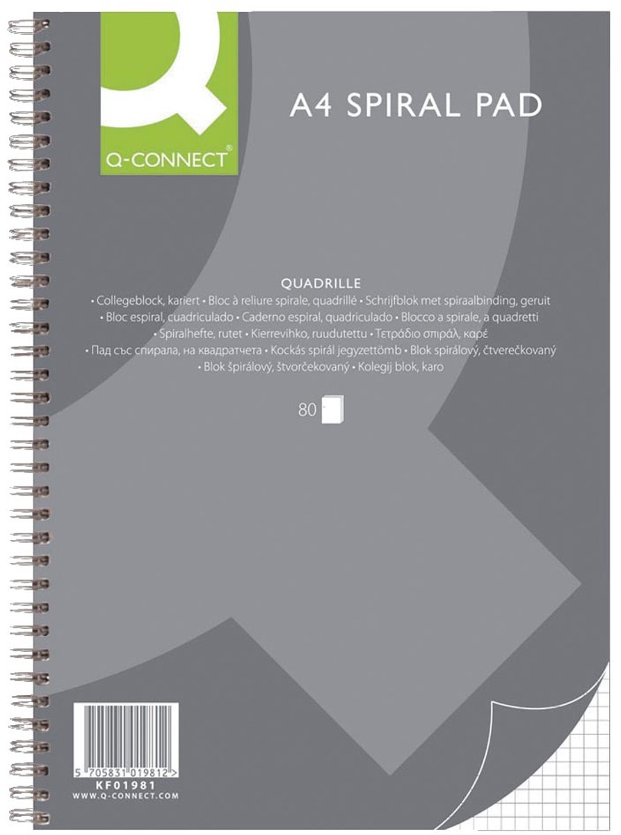 Q-CONNECT collegeblok | ft A4 | 80 vel | geruit 5 mm