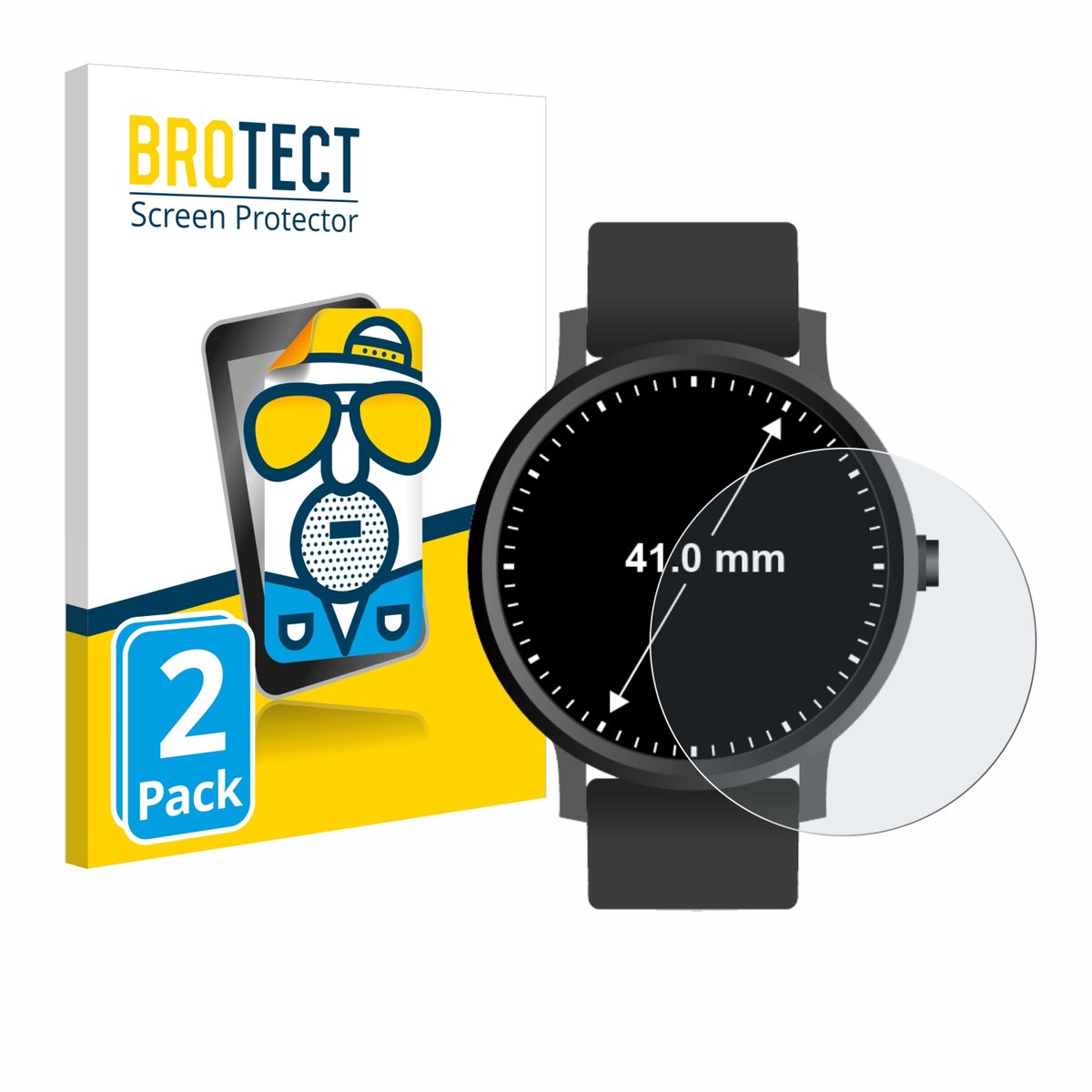 BROTECT - Screenprotector voor Horloges (Rond, ø: 41 mm) - Folie Beschermfolie matte 2 Stuks