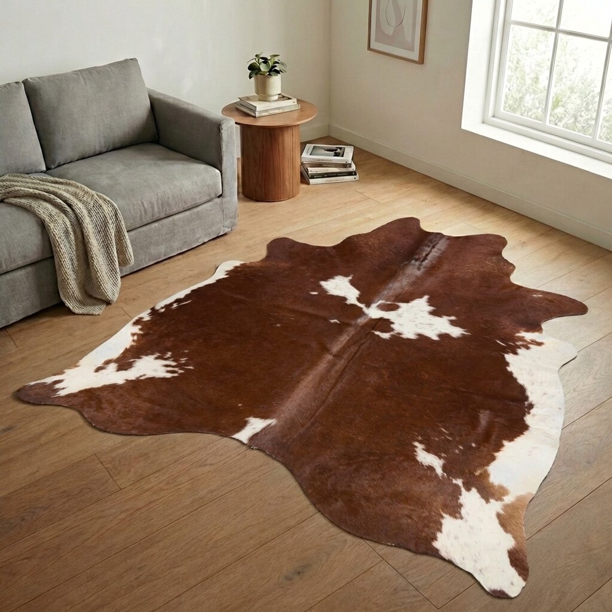 Koeienhuid Vloerkleed XXL (Extra Groot) - Effen-solid - 243 x 207 cm - Koeienkleed / Koeienvel / Dierenvel / Dierenhuid / Koehuid Tapijt