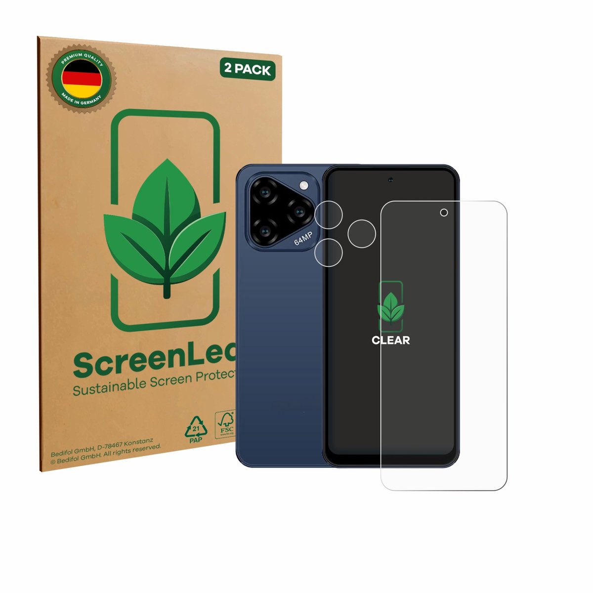 ScreenLeaf - Screenprotector voor Acer Acerone Liquid S262F5 (Voor+Camera) - Duurzame schermbescherming Folie Beschermfolie transparant 2 Stuks