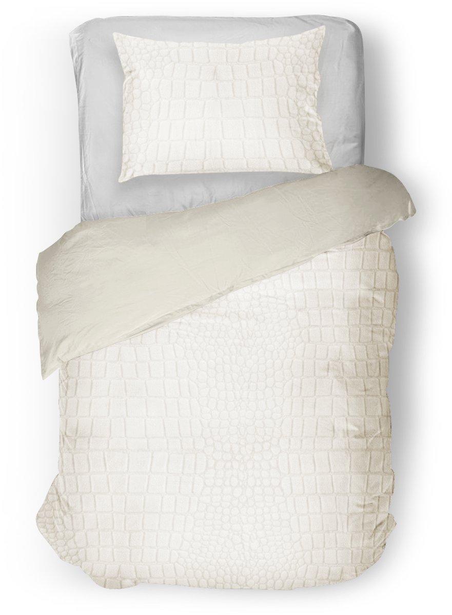 Eleganzzz Dekbedovertrek Micro Mink Crocodile - Dekbedovertrek 140x200/220cm - Off White - Velvet Dekbedovertrek