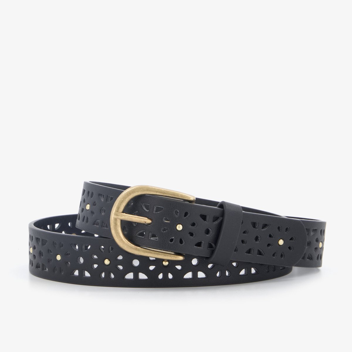 Dames riem met perforaties en studs zwart - Maat 95