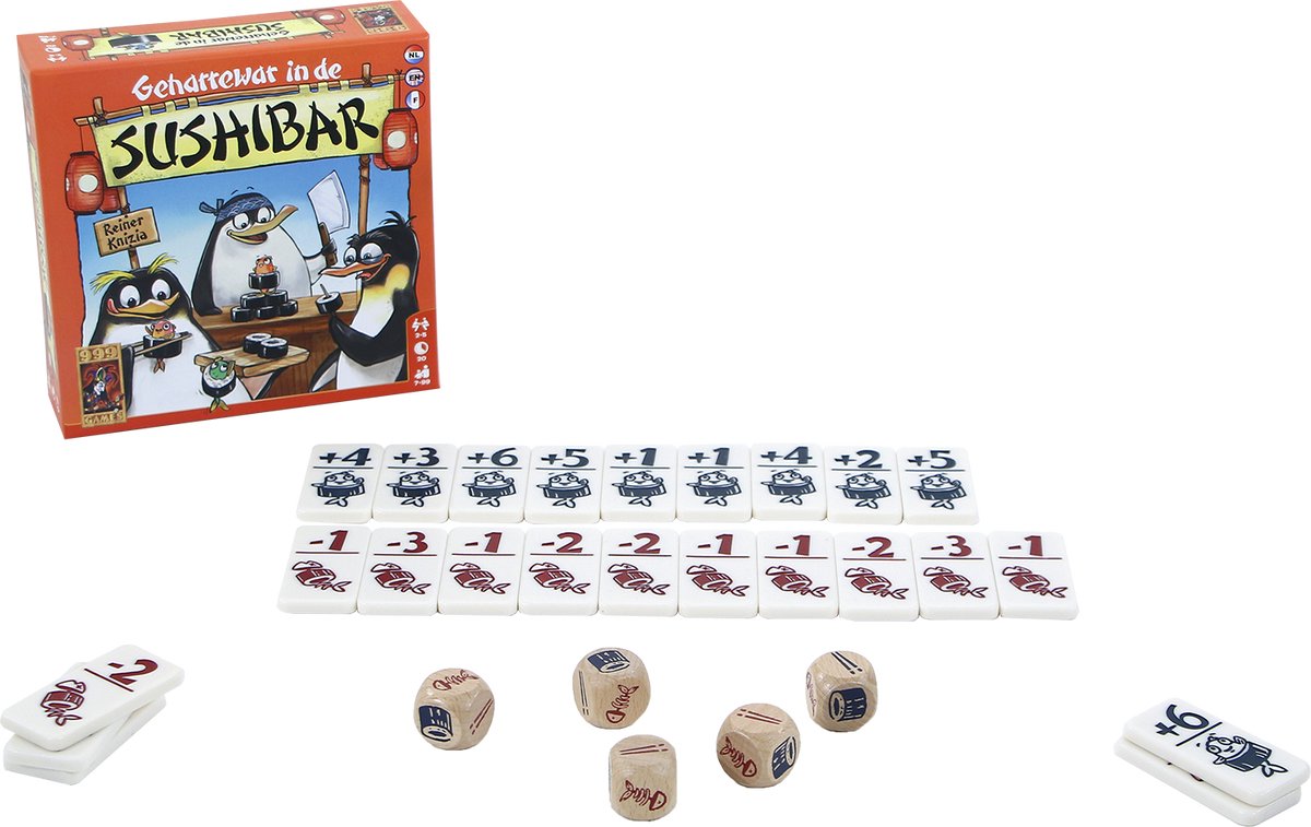 999 Games - Geharrewar in de Sushibar - Snel dobbelspel voor het hele gezin - Gezelschapsspel - Familiespel - Klein cadeautje - bevat spelregels in NL en EN en FR — afbeelding 5
