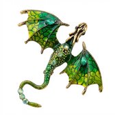 Elegante Legering Vliegende Draak Broche – Groene Cartoon Draak Broche Pin – Fantasy Accessoire