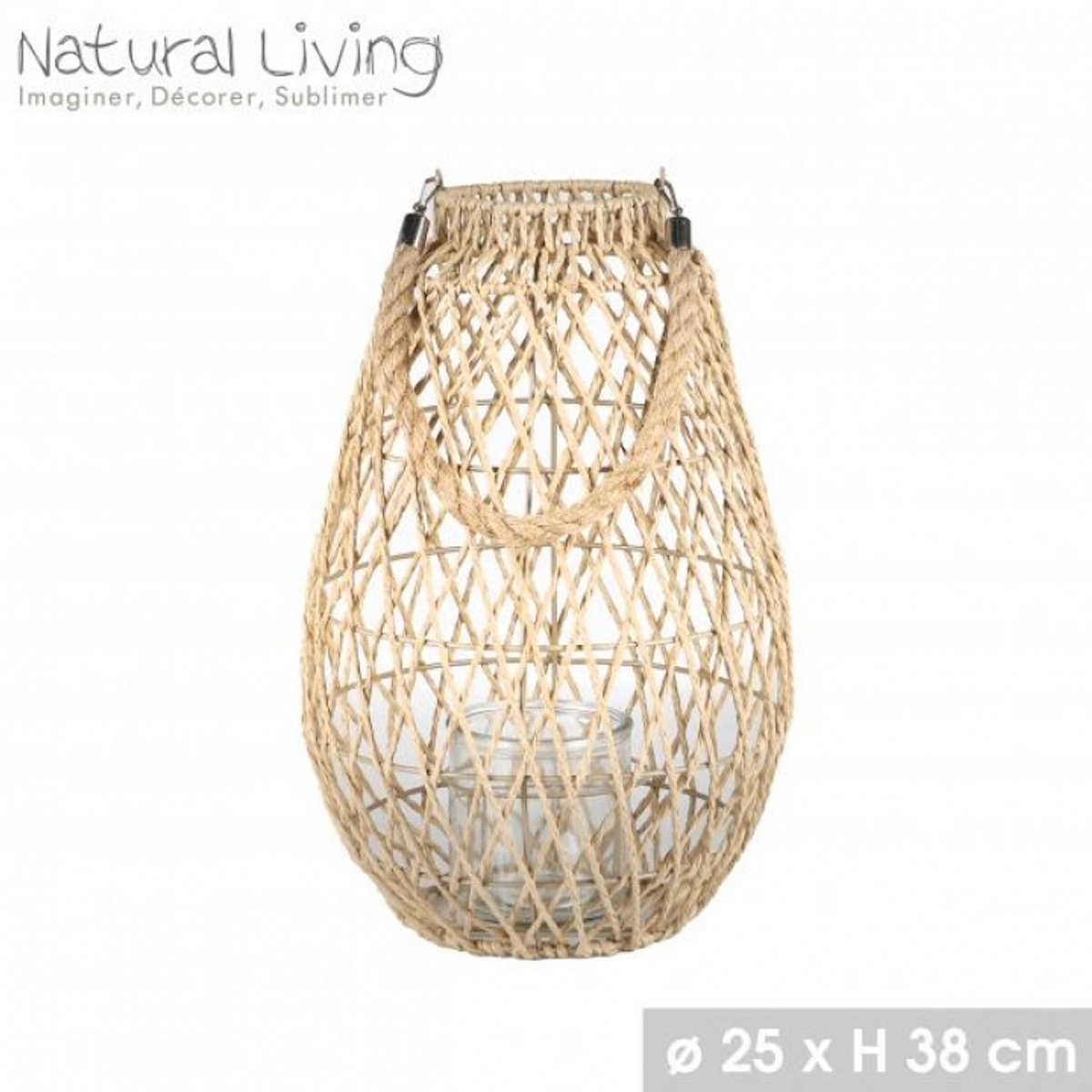 "NATURAL LIVING" LANTAARN AVA IN PAPIERTOUW DIAM 25CM x H38CM