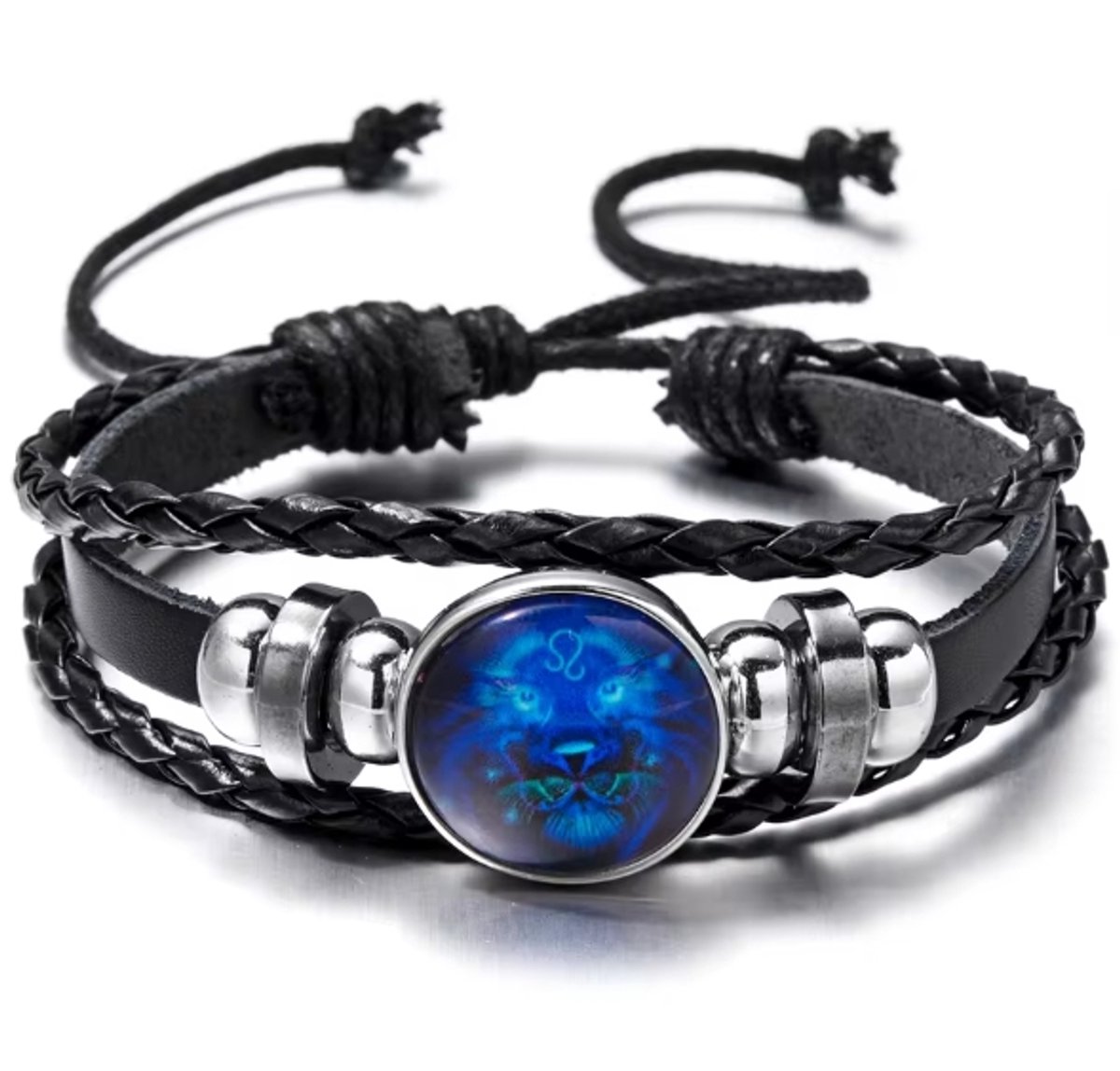 Actie4you® - Sterrenbeeld Armband - Verstelbare armband - Hanger sterrenbeeld - Gevlochten armband - Horoscoop – Glow in Dark - Leeuw