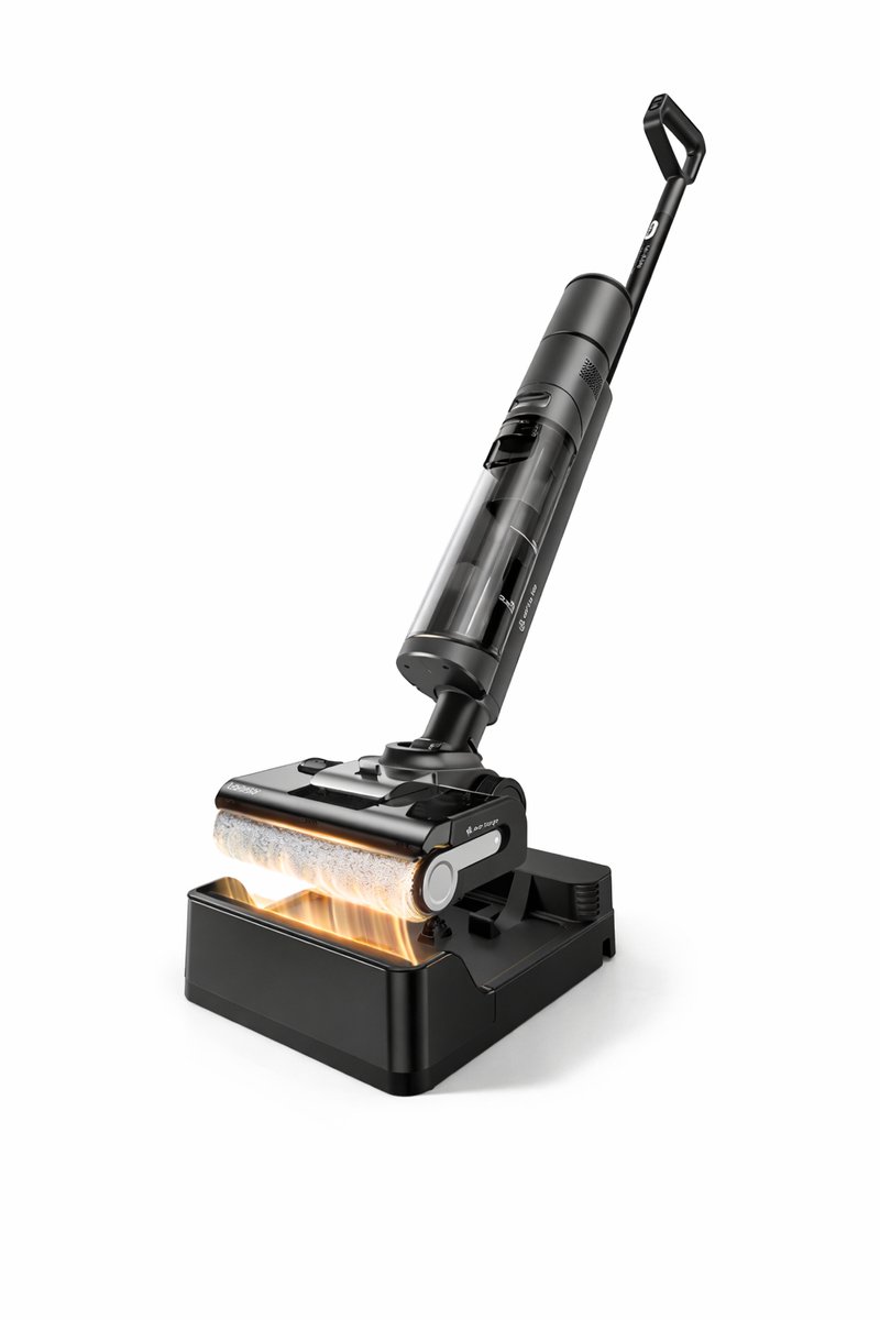 Nat en Droog Steelstofzuiger met Dweilfunctie - Vloerreiniger - 19000Pa Zuigkracht - 80°C Zelfreiniging - 5 Min Sneldrogend - 50 Min Accu - Anti Klit Borstel - 3 Standen - Plat Ontwerp - Voor Harde Vloeren