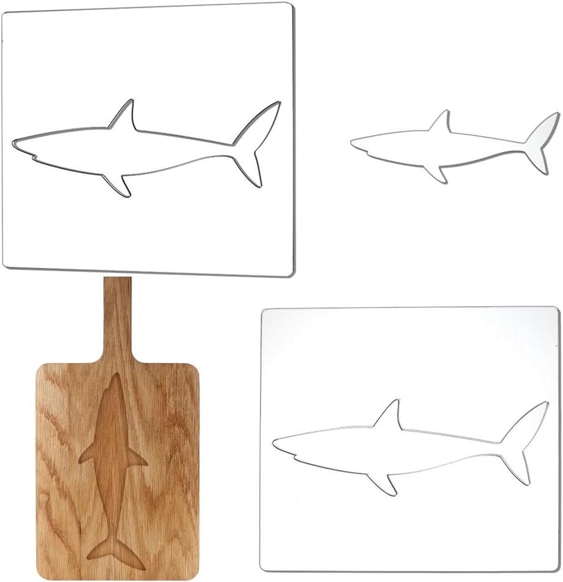 Allecto - Routersjabloon - Haaien - Transparant - Houtbewerking - Traceergids - Acryl - Geschikt voor - Twee stuks - 5 mm - 13,9 x 16,7 cm.