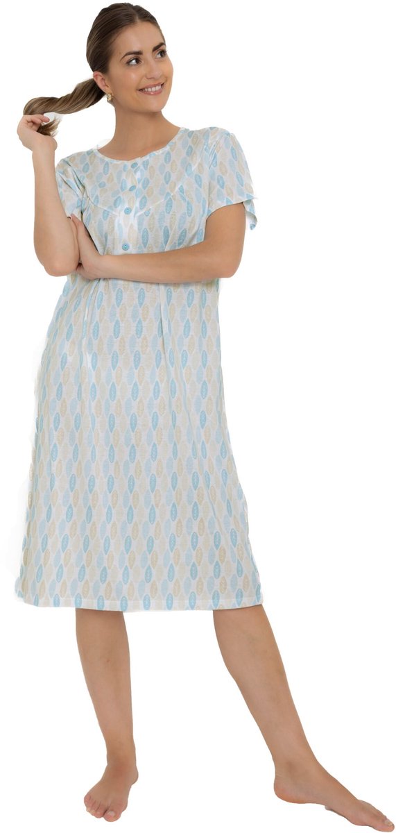 Cocodream Quality Cocodream Nachthemd 'Blue Checked' - Dames Nachtmode - Korte Mouw - Blauw