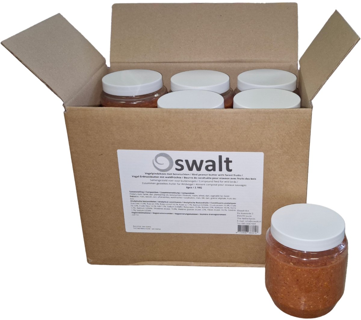 Oswalt Vogel Pindakaas met Bosvruchten - Buitenvogelvoer - 6 x 350 gram