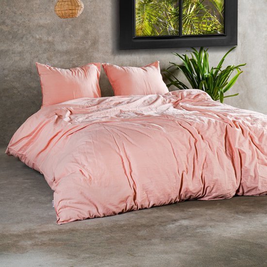 Saphira HERITAGE Stonewashed Dekbedovertrek - Roze - 100% Katoen - 140x200/220 cm - Eenpersoons - Inclusief 1 Kussenslopen 60x70 cm - Luxe Afwerking van Merkloos — afbeelding 4