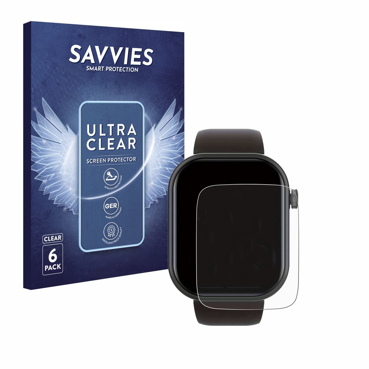 Savvies - Screenprotector voor Smartwatch IDW15 1.8" - Folie Beschermfolie transparant 6 Stuks