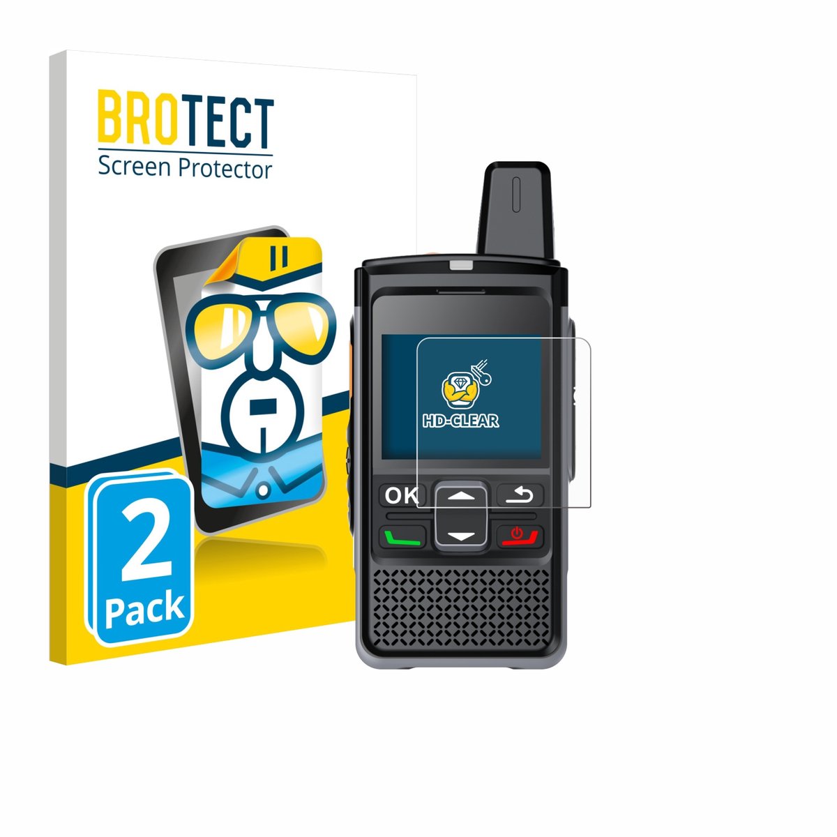 BROTECT - Screenprotector voor Hytera PNC360S - Folie Beschermfolie transparant 2 Stuks