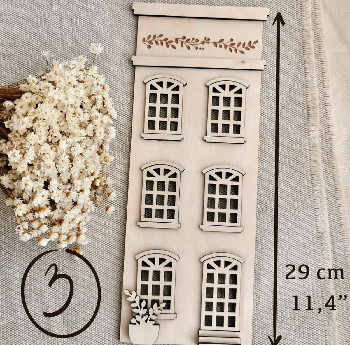 Houten Huisjes Kinderkamer – Boho Babykamer Muurdecoratie – Set Wanddecoratie Hout – Scandinavische Stijl – Babyshower Cadeau – Jongens & Meisjes Kamer/babykamer/kinderkamer/wanddecoratie
