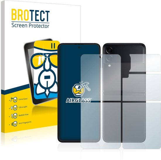 BROTECT - Protecteur d'écran pour Samsung Galaxy Z Flip 3 5G (Avant + Arrière) - Film de protection Verre de protection transparent