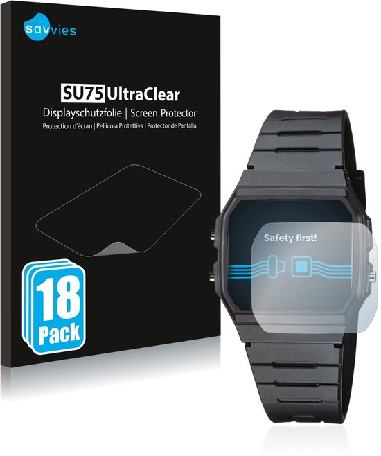 Savvies - Screenprotector voor Casio Collection Unisex F-91W - Folie Beschermfolie transparant 18 Stuks
