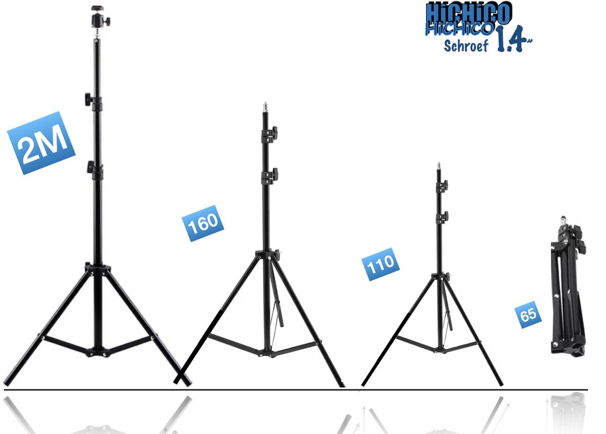 Statief 2M Voor Smartphone, Actioncam, GoPro, Fotocamera (Canon, Nikon, Sony en ...) en Spiegelreflexcamera Inc. Bluetooth Remote Shutter, Telefoonhouder, 360 ° Draaigreep horizontaal - Smartphone Statief - Camerastatief - Tripod 200Cm - Fairco
