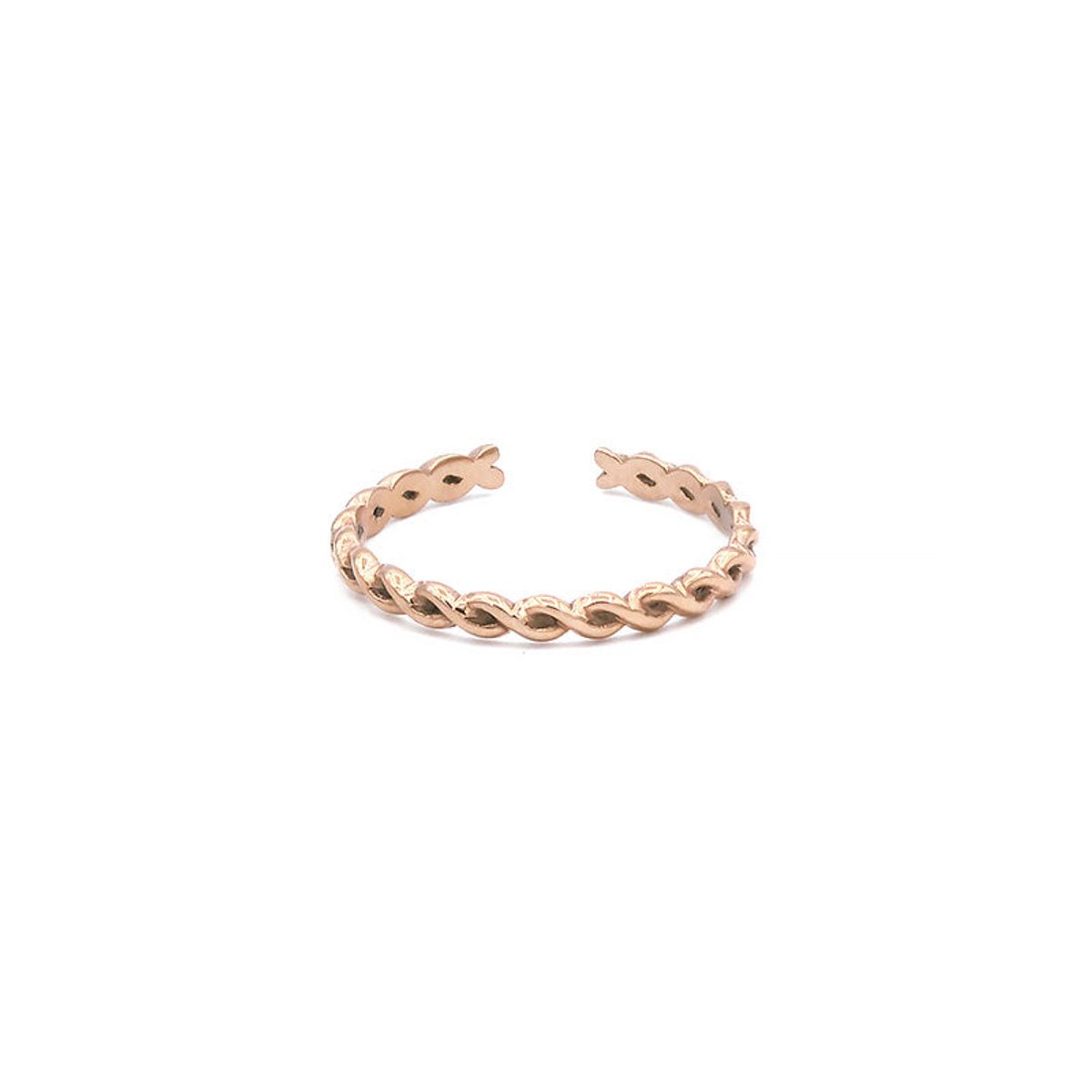 Mint15 Verstelbare ring gedraaid 'Twisted' - Roségoudkleur RVS/Stainless Steel