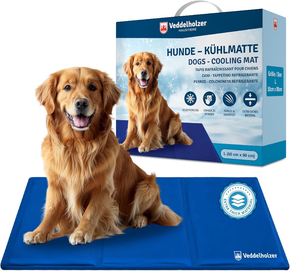 MELVRA Hondenkoelmat - Koelmat voor Honden - Maat M - Zelfkoelend zonder Stroom - Extra Dik - Opvouwbaar - Koelmat voor Zomer & Reizen - Blauw