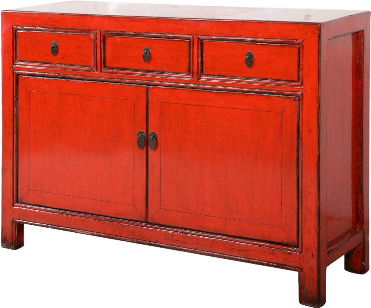 Fine Asianliving Antieke Chinese Dressoir Rood High Gloss B128xD40xH90cm Chinese Meubels Oosterse Kast
