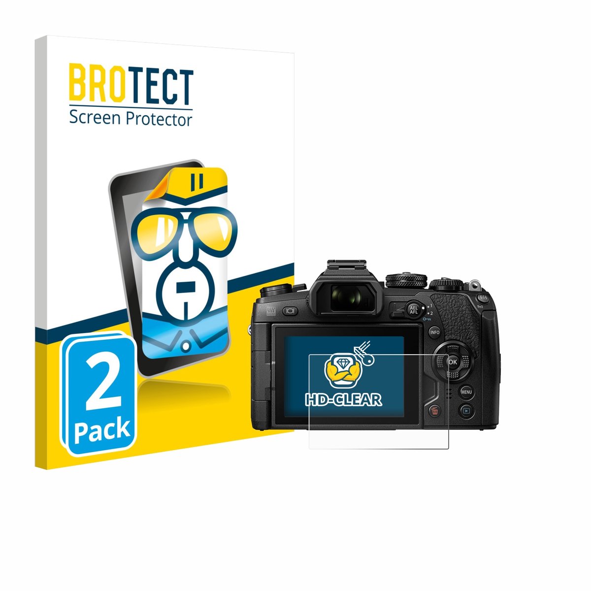 BROTECT - Screenprotector voor Olympus OM-D E-M1 Mark II / Mark III - Folie Beschermfolie transparant 2 Stuks