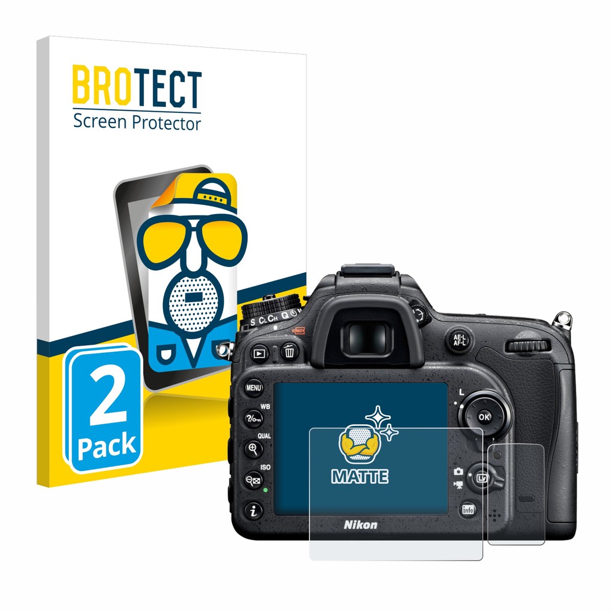 BROTECT - Screenprotector voor Nikon D7100 - Folie Beschermfolie matte 2 Stuks