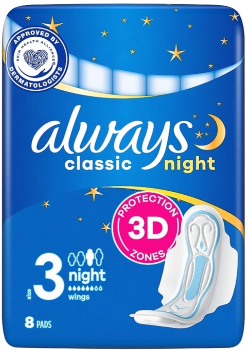 Always classic night (maat 3) maandverband met vleugels 8 stuks
