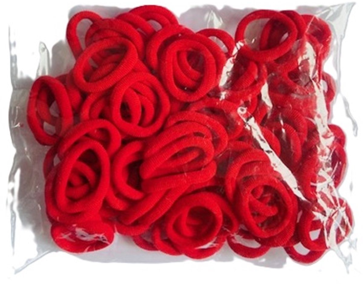 Haar elastiekjes - 50 stuks - elastiek gekleurd Rood