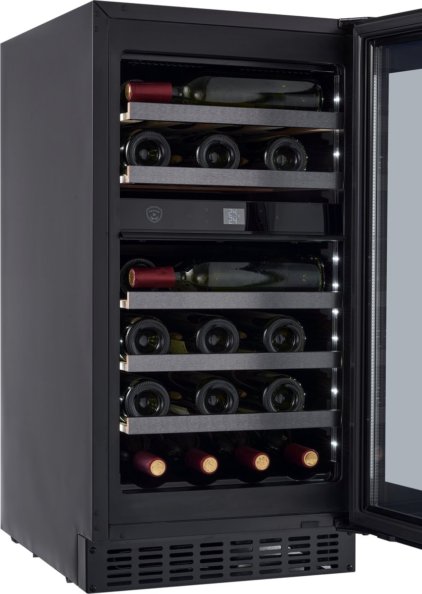 Nestor M NWVS233FN1 - Onderbouw & Vrijstaand - 2 Zones - 45 cm breed - 88 cm hoog - 32 Flessen - Zwarte Glasdeur