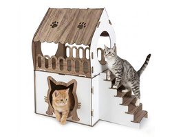 Kattenhuis – MDF – 66x35x68 cm – Kattenmeubel – Kattenhuisje – Kattenhok – Kattenkooi – Kattenhuizen – Dierenhuis