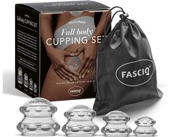 FASCIQ® Cupping Set – 4 siliconen cups met extra grip - bindweefselmassage, spierherstel - cellulite behandeling - massage - huidverbetering