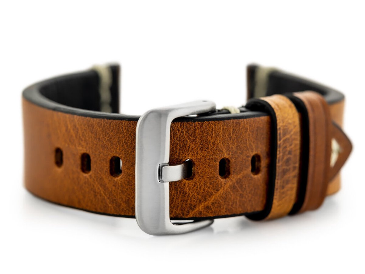 Pacific W32 - Horlogebandje - Lichtbruin - 24mm - Metalen Gesp