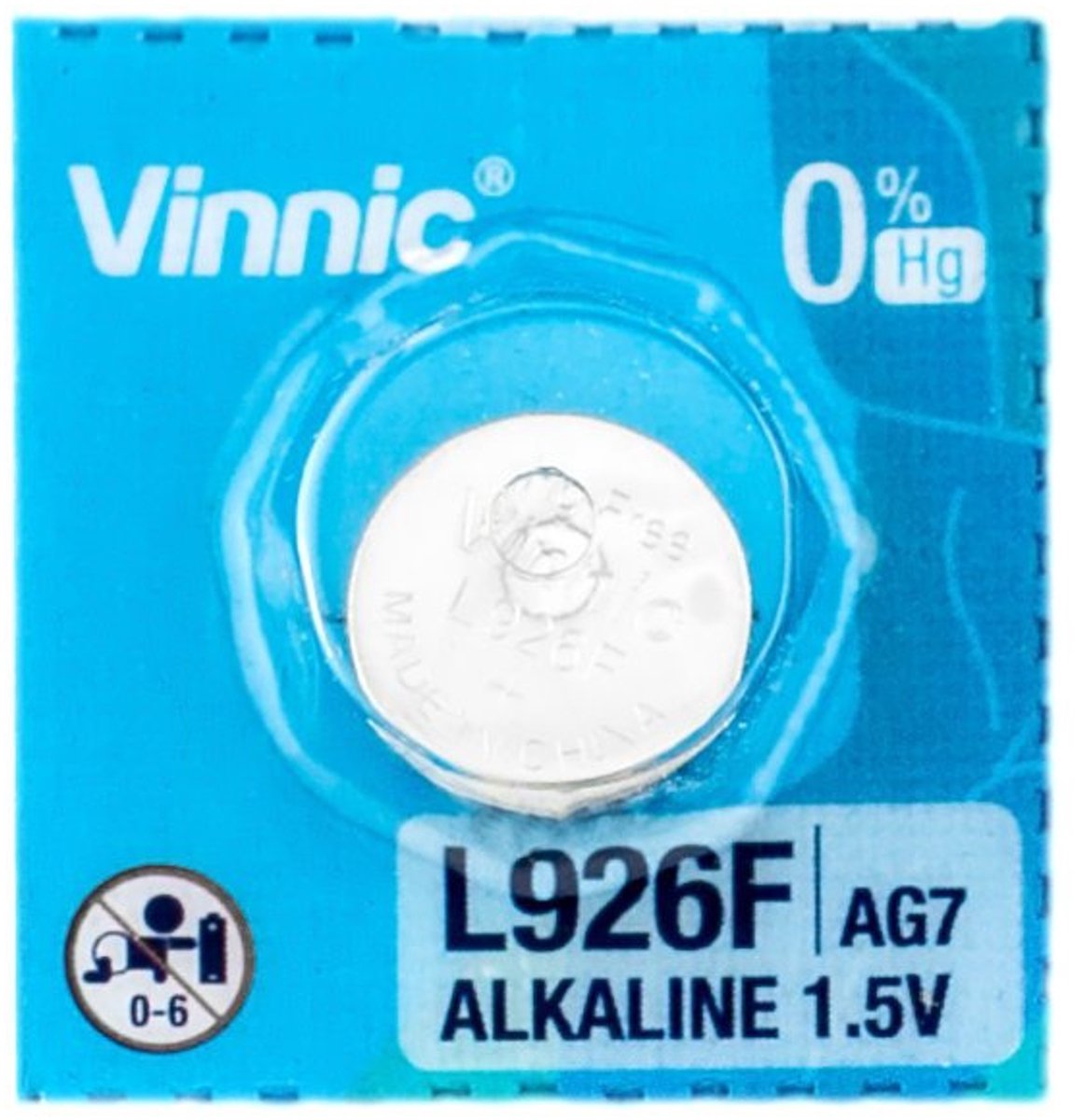 Vinnic Serie - Alkali batterij - LR926/395/AG7 - Diameter 9,5 mm - Hoogte 2,6 mm