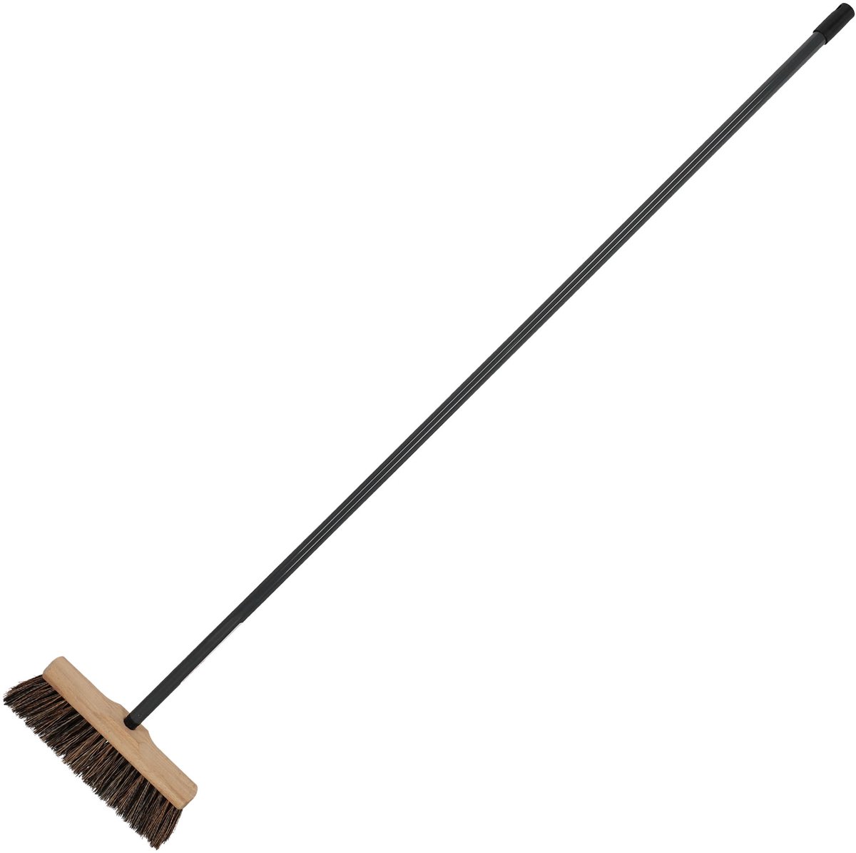 KOTARBAU® Veegbezem, Buitenbezem, Tuinbezem, 27 cm, Straatbezem, Buchenhout PET Kokosvezel, Bruin, met Metalen Steel, Buiten, Terras, Werkplaats